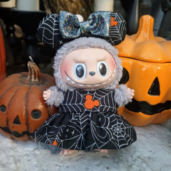 Custom Disney Mickey Mouse Spider Web Dress and Ears Made to fit Labubu - Picture 2 of 6